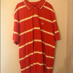 A men chaps striped polo shirt .